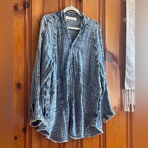 Free people, summer daydream, indigo, button down, size small